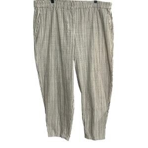 Eileen Fisher | Cotton Slouchy Ticking Stripe Tapered Ankle Pants | Natural | XL